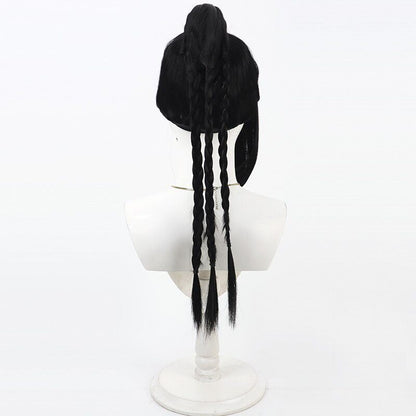 Jamil Viper Cosplay Wigs Disney Twisted-Wonderland Black Split Ponytail