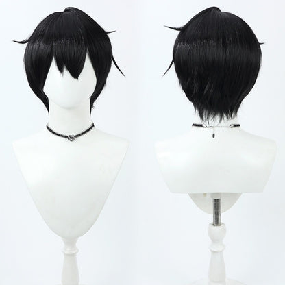 Kuzuha Cosplay Wigs NIJISANJI Black Hair Slight Flip Style