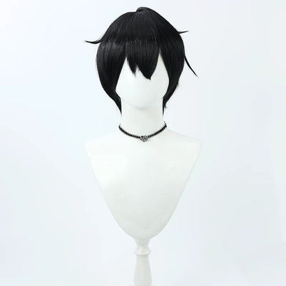 Kuzuha Cosplay Wigs NIJISANJI Black Hair Slight Flip Style
