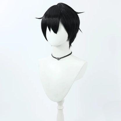 Kuzuha Cosplay Wigs NIJISANJI Black Hair Slight Flip Style