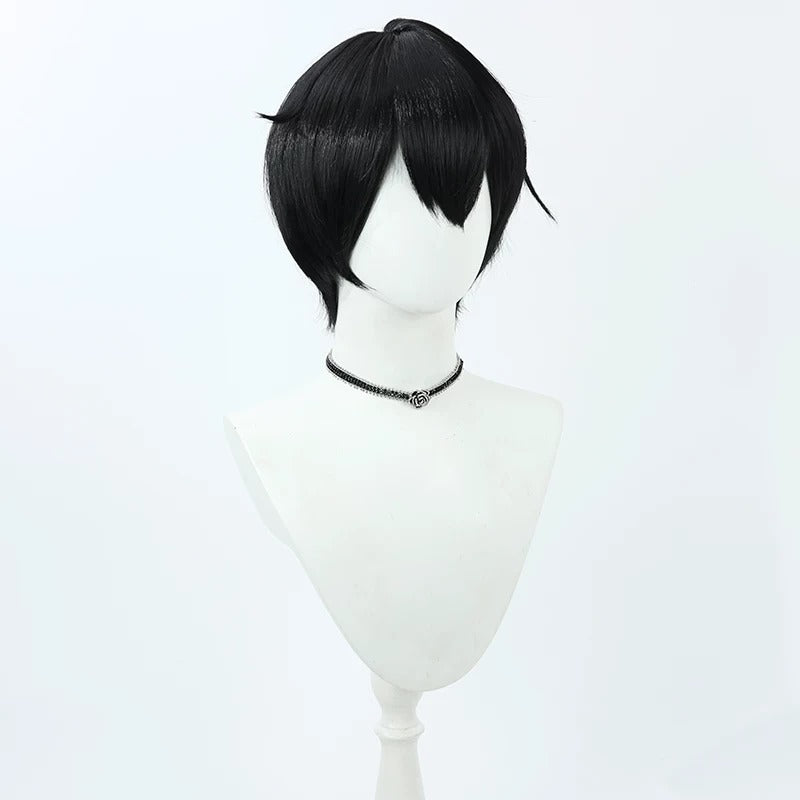 Kuzuha Cosplay Wigs NIJISANJI Black Hair Slight Flip Style