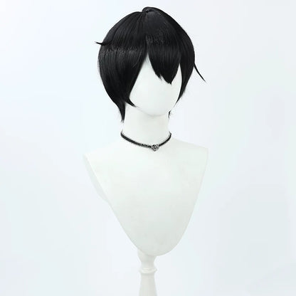 Kuzuha Cosplay Wigs NIJISANJI Black Hair Slight Flip Style