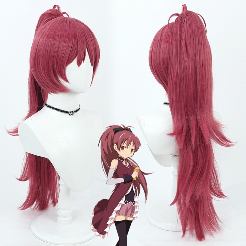 MagiReco Anime Cosplay Wigs Kyoko Sakura Wine Red Wigs