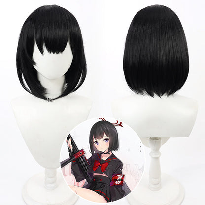 Mashiro Shizuyama Cosplay Wigs Black Bob Wigs Blue Archive