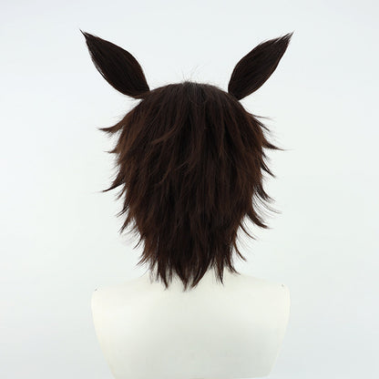 Mejiro Ryan Cosplay Wigs Pretty Derby Brown Ears Short Tail