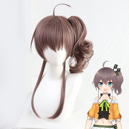 Natsuiro Matsuri Cosplay Wigs Hololive VTuber Curly Ponytail Wigs