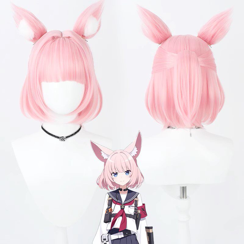Nicole Cosplay Wigs Blue Archive Pink Mini Split Ponytail Wigs