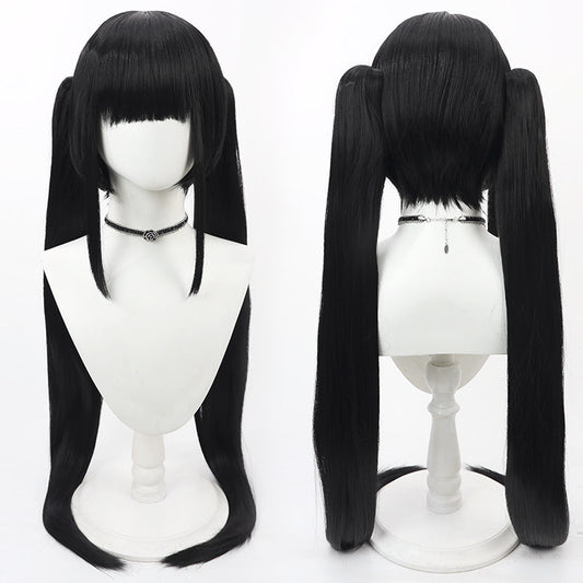Noshiro Cosplay Wigs Blue Archive Black Twin Ponytail Wigs