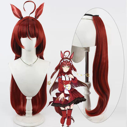 Red Desire Cosplay Wigs Pretty Derby Wine Red Ears & Tail