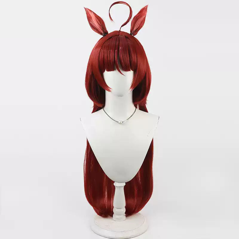 Red Desire Cosplay Wigs Pretty Derby Wine Red Ears & Tail