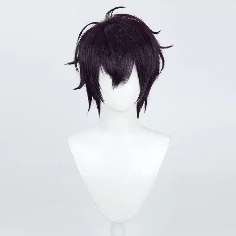 Saeki Ittetsu Cosplay Wigs NIJISANJI VTuber Dark Purple Fluffy Wigs
