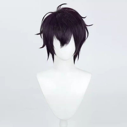 Saeki Ittetsu Cosplay Wigs NIJISANJI VTuber Dark Purple Fluffy Wigs