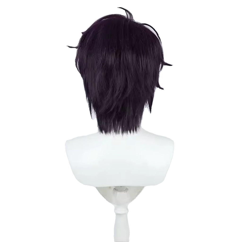 Saeki Ittetsu Cosplay Wigs NIJISANJI VTuber Dark Purple Fluffy Wigs