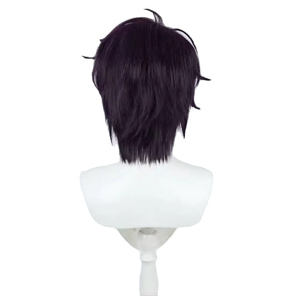 Saeki Ittetsu Cosplay Wigs NIJISANJI VTuber Dark Purple Fluffy Wigs