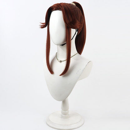 Sakubei Tomatsu Cosplay Wigs Ninjaboy Rantaro Wine Red Wigs
