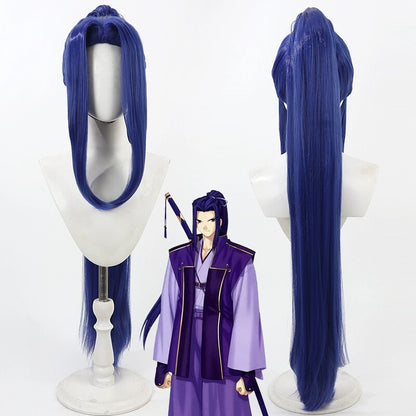 Sasaki Kojiro Cosplay Wigs Dark Blue Split Ponytail Wigs
