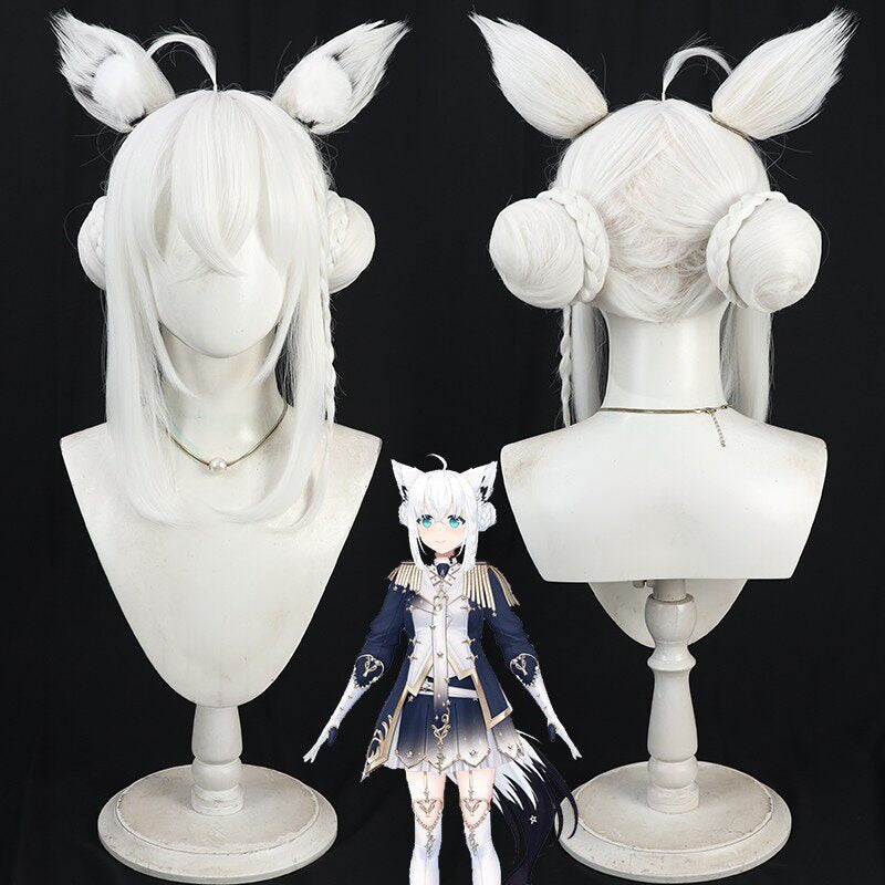Shirakami Fubuki Cosplay Wigs Updo Hololive VTuber
