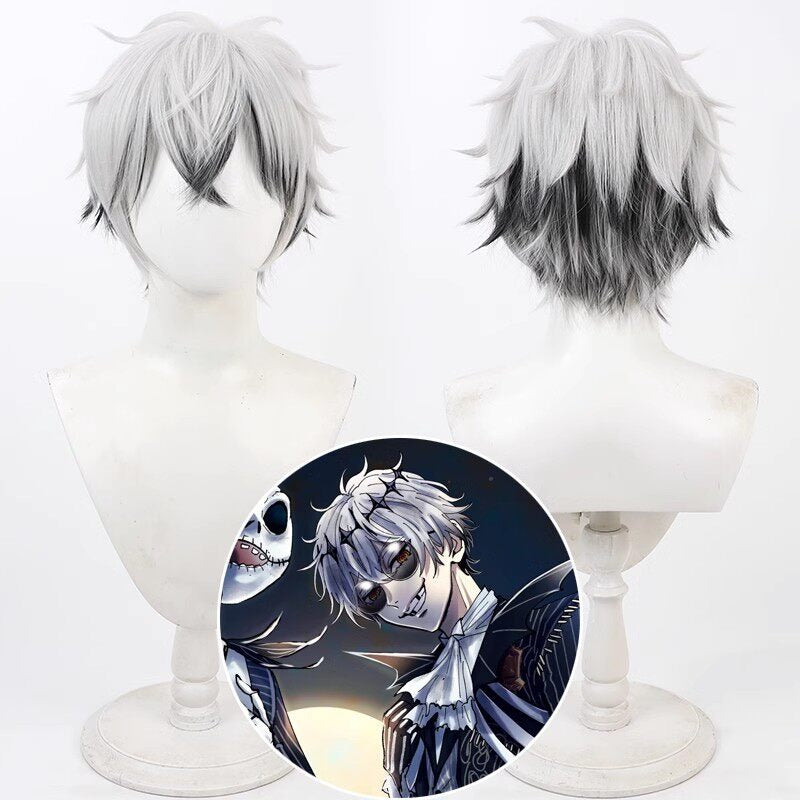 Skully J. Graves Cosplay Wigs Two Tone Fluffy Wigs Disney Twisted-Wonderland