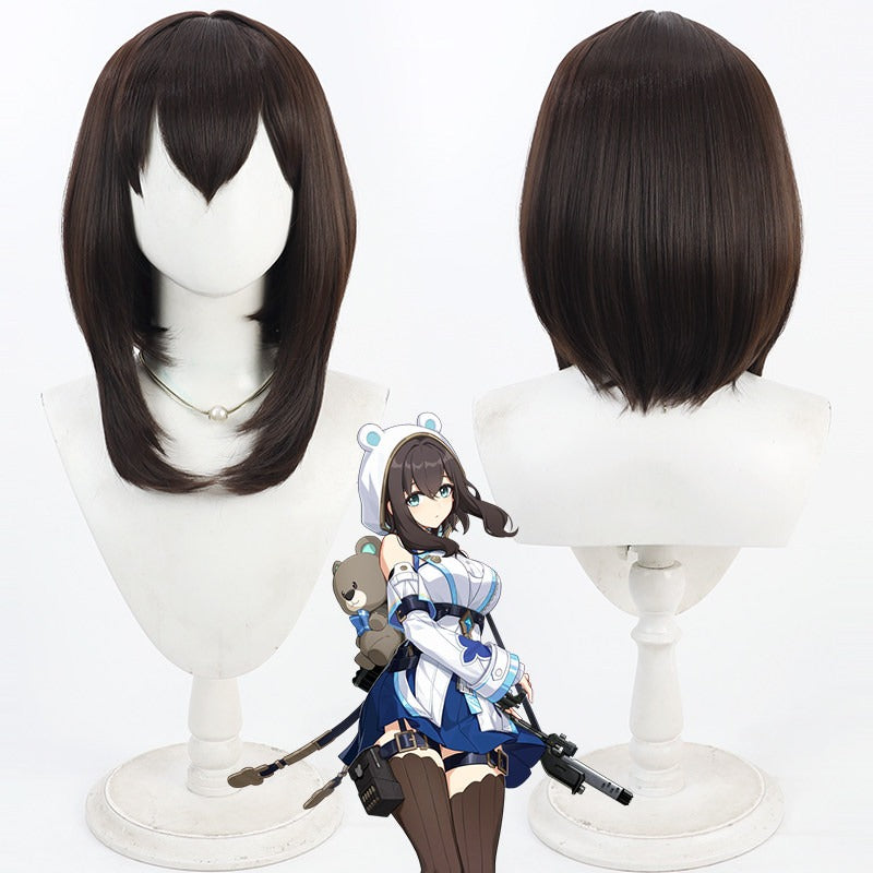 Strinova Cosplay Wigs Yvette Brown Long Bob Scalp Wigs