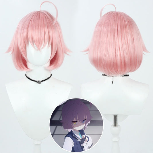Takanashi Hoshino Cosplay Wigs Pink Short Bob Wigs Blue Archive