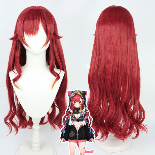 VSPO! VTuber Cosplay Wigs Nekota Tsuna Wine Red Wigs