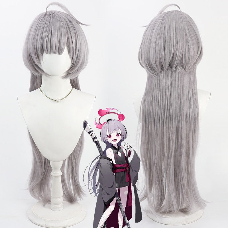 Yabuki Palm Cosplay Wigs Grey Purple Wigs Blue Archive
