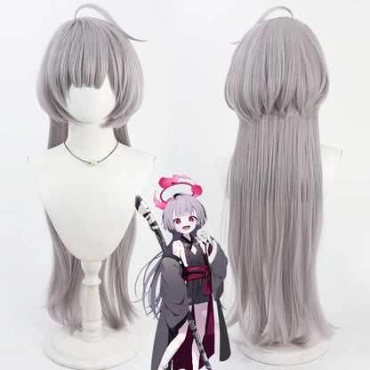 Yabuki Palm Cosplay Wigs Grey Purple Wigs Blue Archive